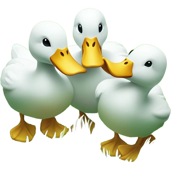 Three ducks eating grass  emoji