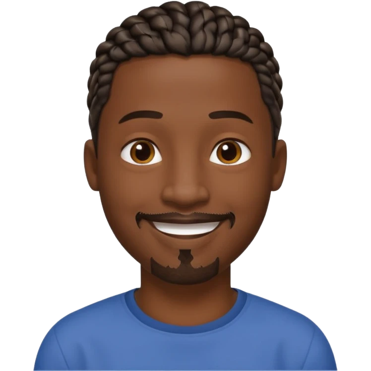 Hazme un emoji de un hombre negro con trenzas cortas y una pequeña perilla sin bigote emoji