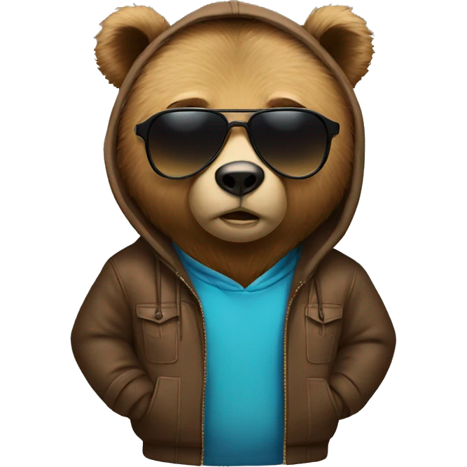 bear wearing a hoodie and sunglasses emoji