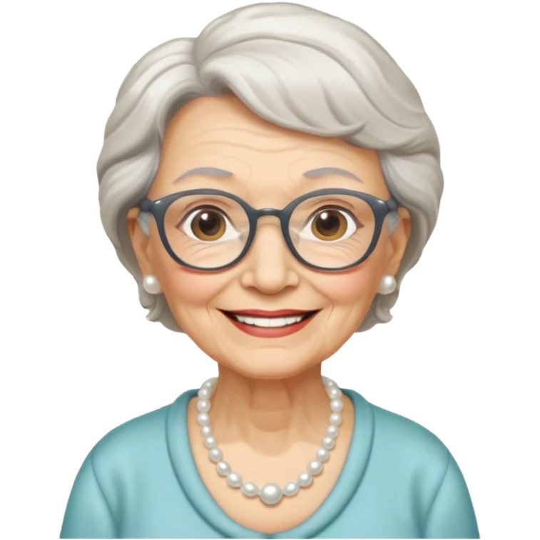 very old lady grandma wearing glasses with a pearl necklace emoji emoji