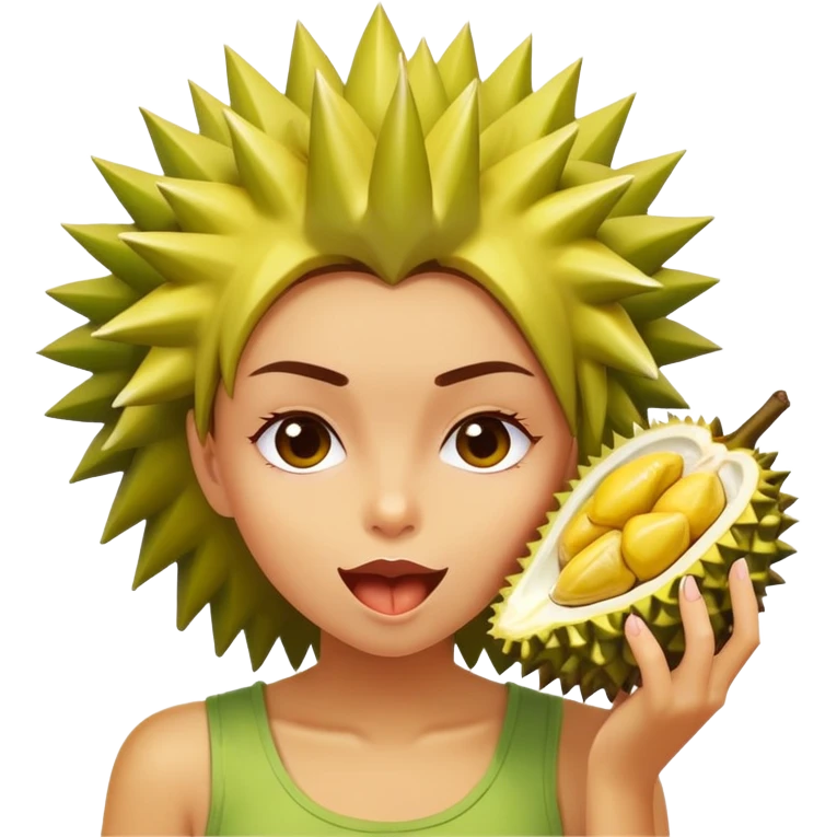 girl eating durian fruit emoji