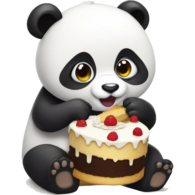 panda eating cake emoji