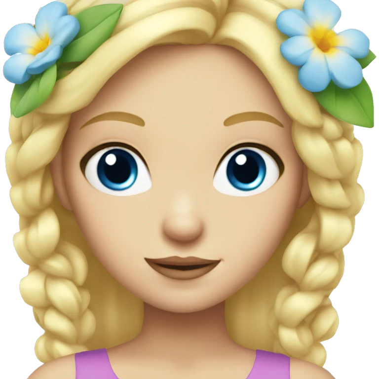 Blonde blue eyed girl with flower in hair emoji