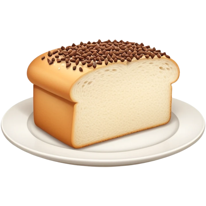 Slice of white bread on a white plate with chocolate sprinkles on top emoji