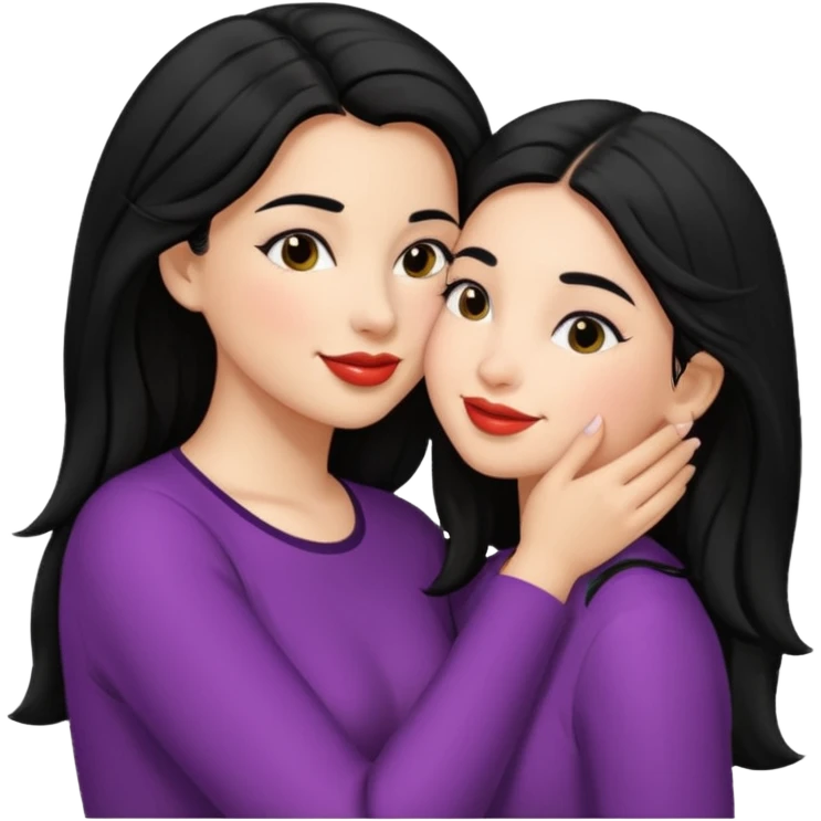 hispanic girl with black hair kissing another girl emoji