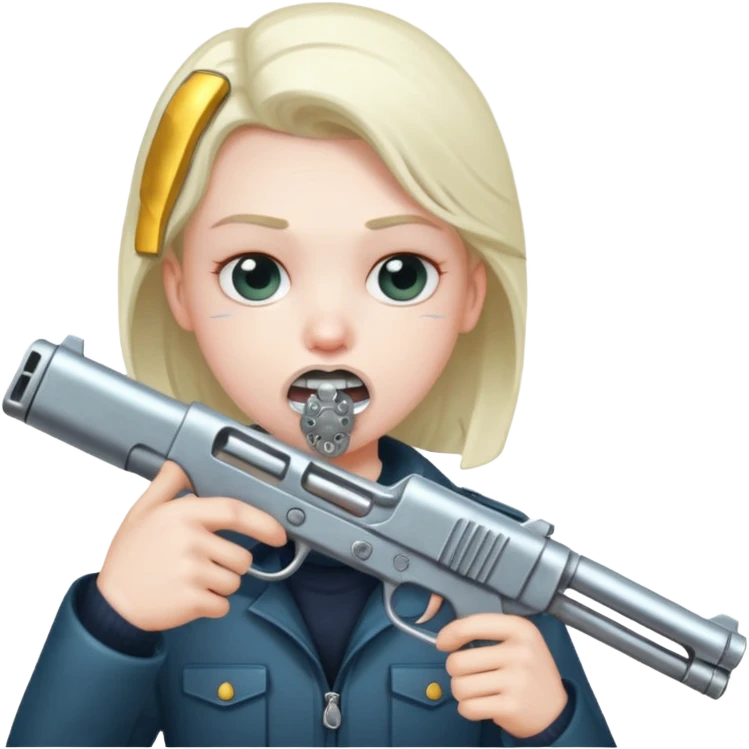 Gun in mouth emoji