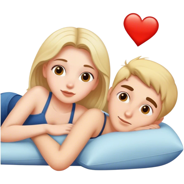 Girl lying down with guy behind emoji