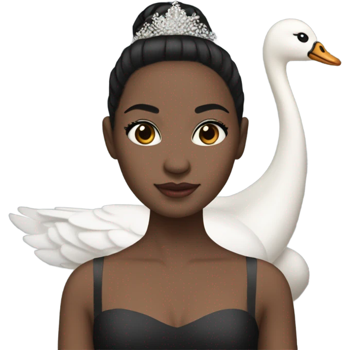 Ballerina with swan dress, white skin, black hair emoji