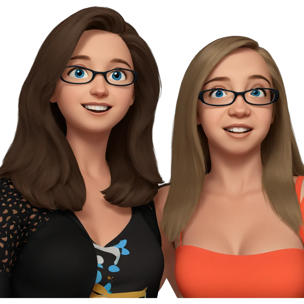 two girls with blue eyes emoji