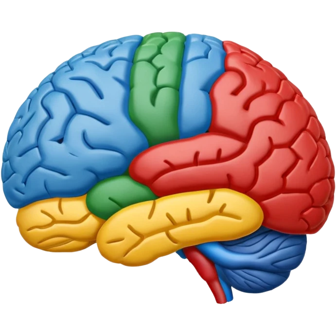brain using Google logo colors, no text emoji