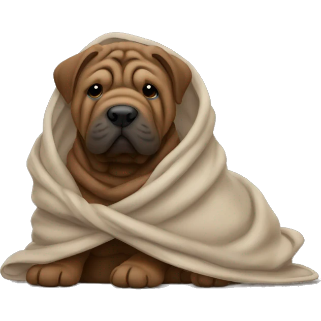 dark brown shar pei wrapped in a blanket emoji
