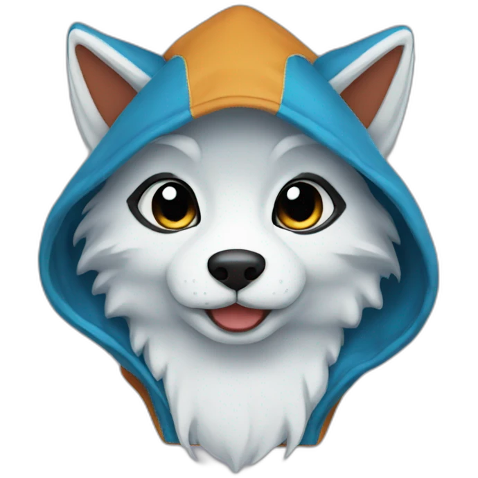 blue hooded kitsune emoji