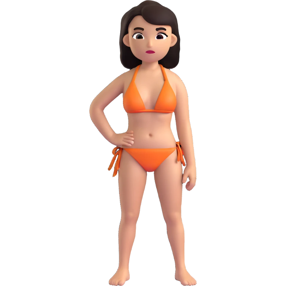 gangster in a bikini, tough expression emoji