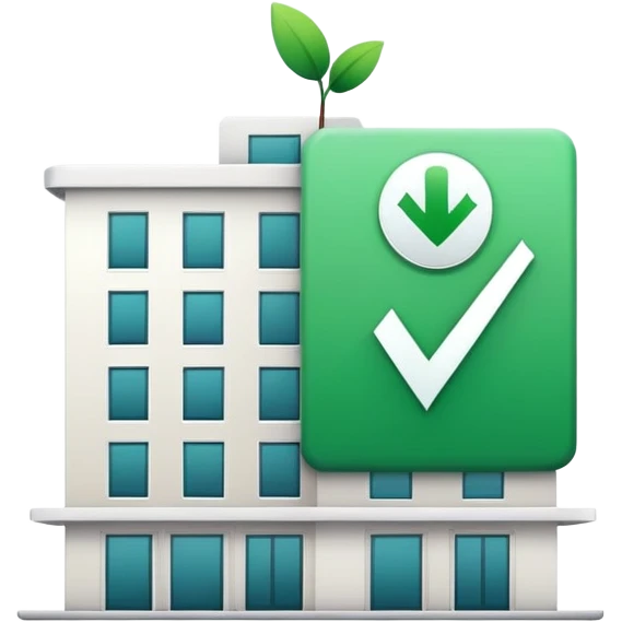 Hotel with green check mark for availability emoji