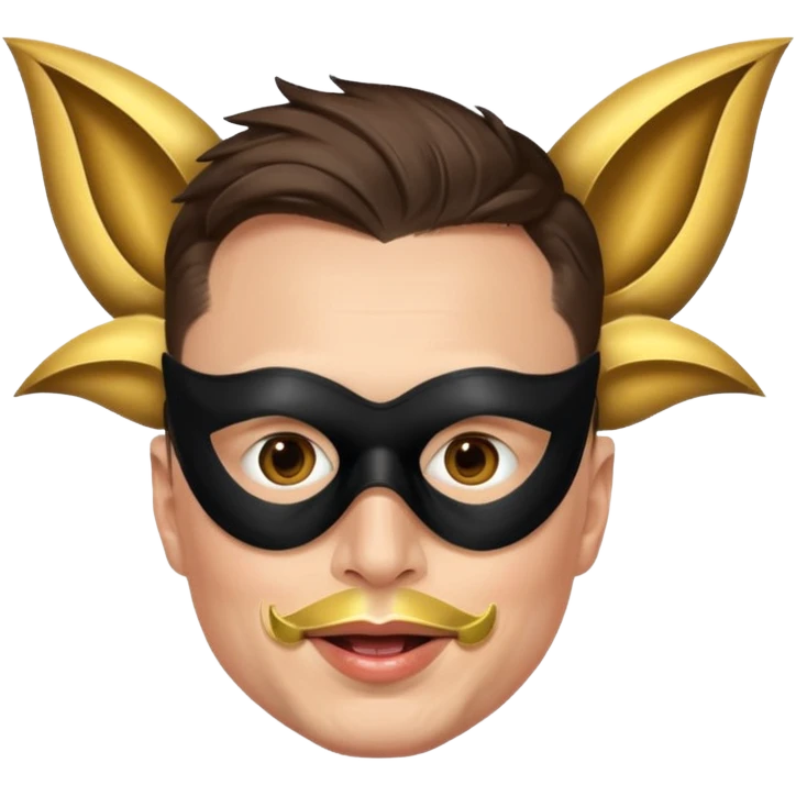 Elon Musk with a masquerade mask, fun emoji style emoji
