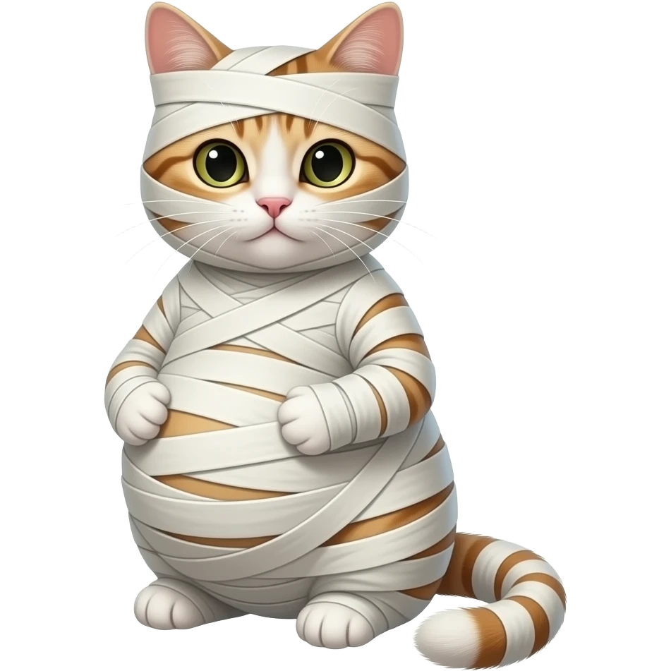 cat completely covered with mummy bandages pregnant emoji
