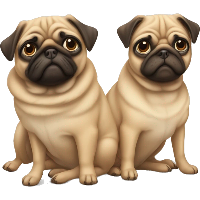 Five tan pugs next to each other emoji