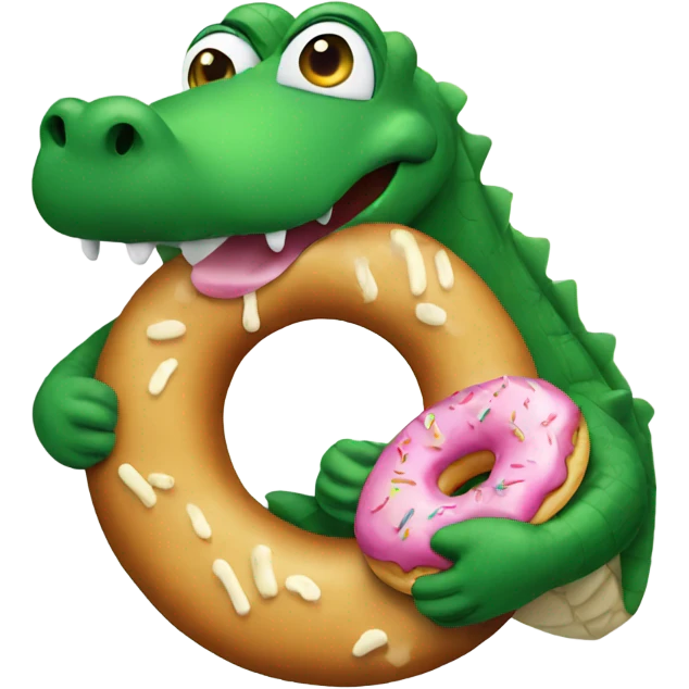 Alligator eating a donut emoji