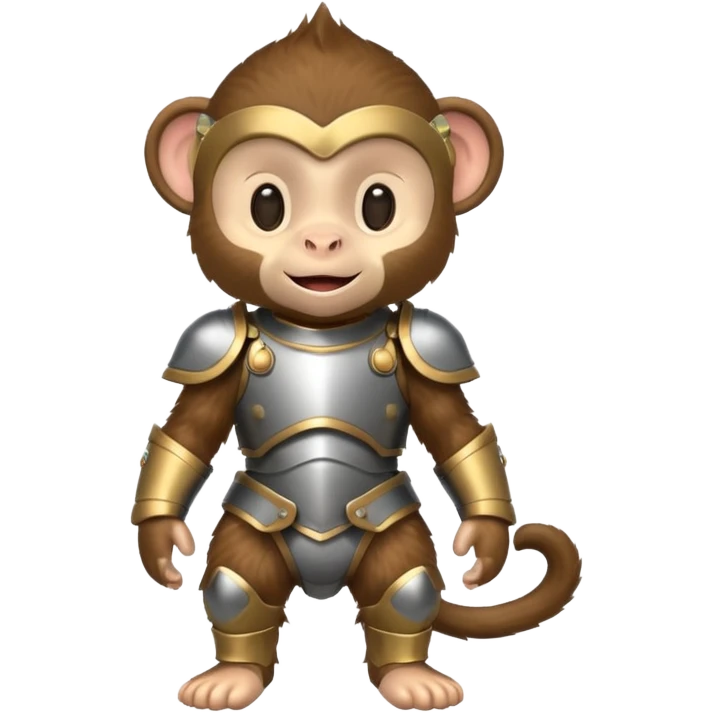 baby monkey in armor, full body, smile emoji