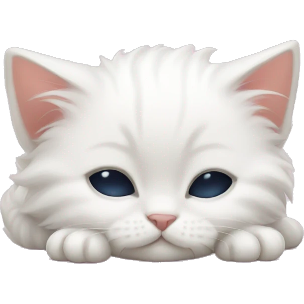 small white kitten with bows sleeping emoji