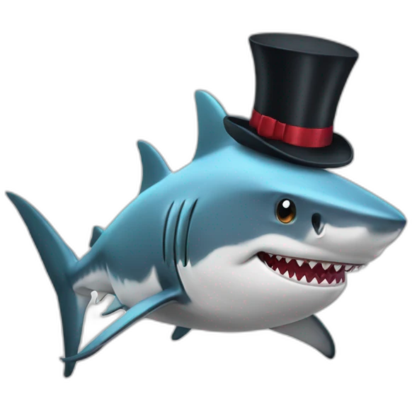 Shark with a top hat emoji