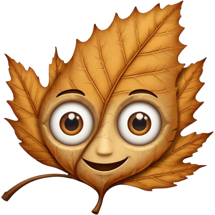 single comic dryleaf with two eyes and a smile on it emoji