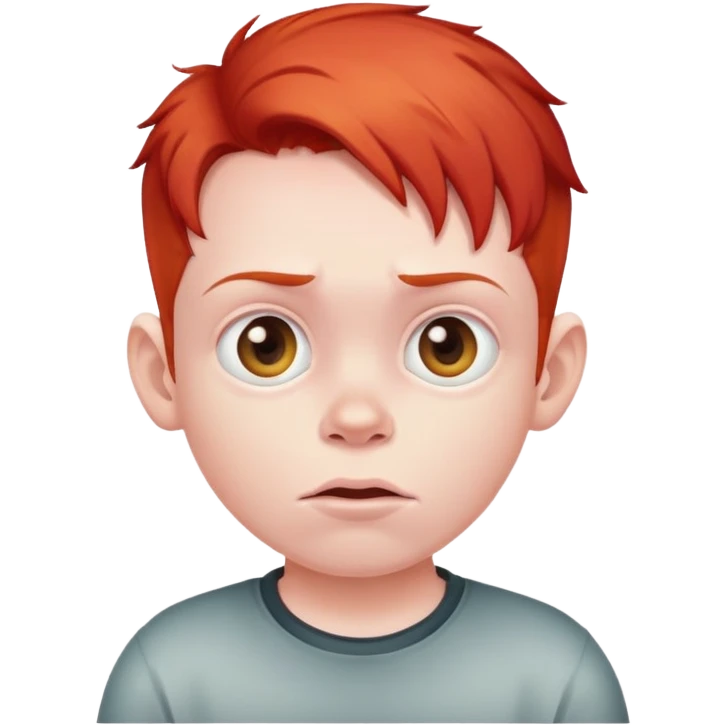 Ugly kid with red hair and a big head emoji