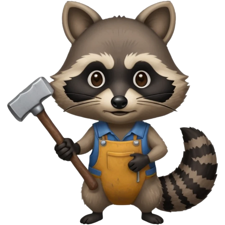 dirty blacksmith racoon holding hammer emoji
