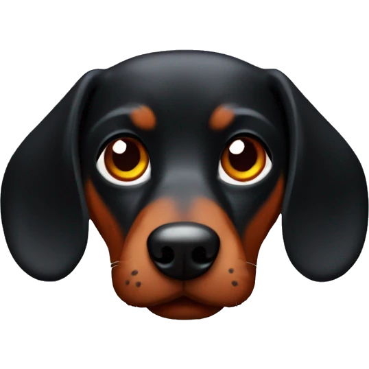 Create a black and red dachshund with a serious face emoji