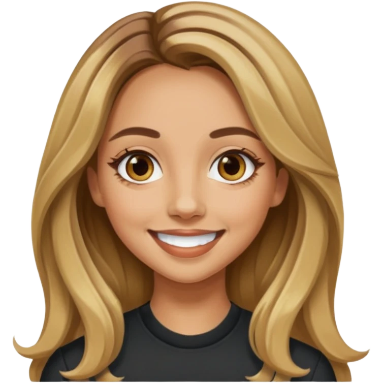 Jade Thirlwall with long brown hair with blonde highlights emoji