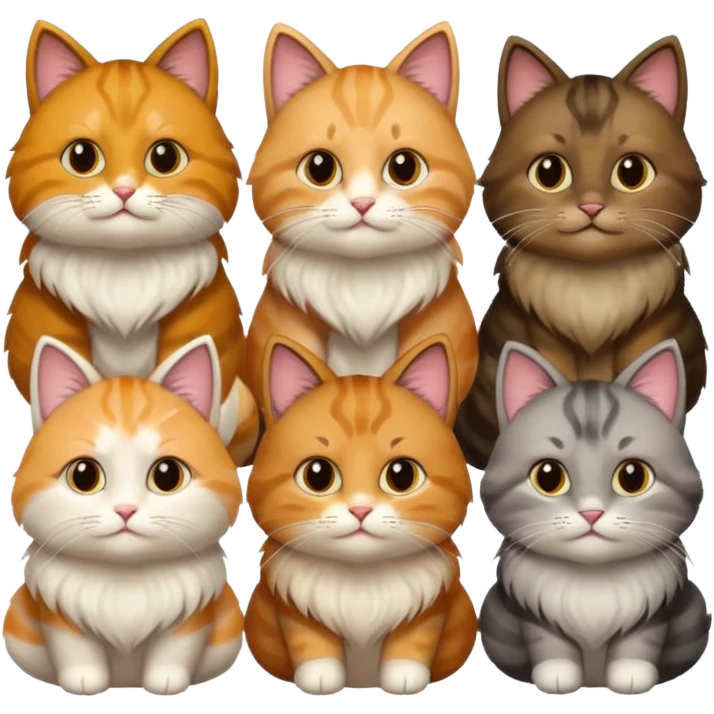 6 realistic looking cats with different natural coloured coats
 emoji