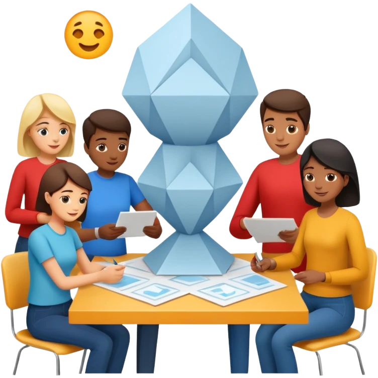 group building a paper prototype together emoji