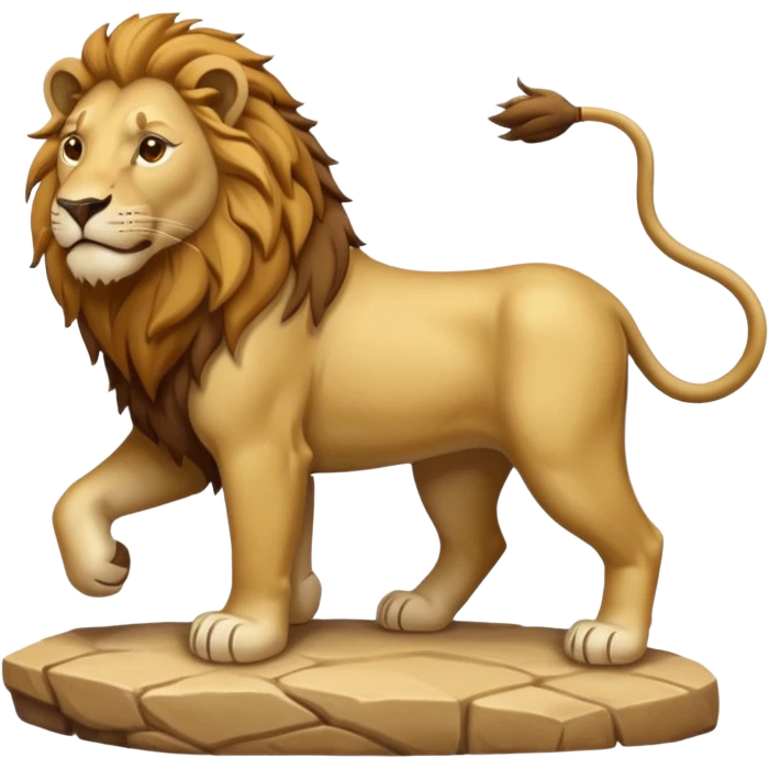 An emoji of a majestic lion from ancient Assyrian art, shown in a hunting scene. emoji
