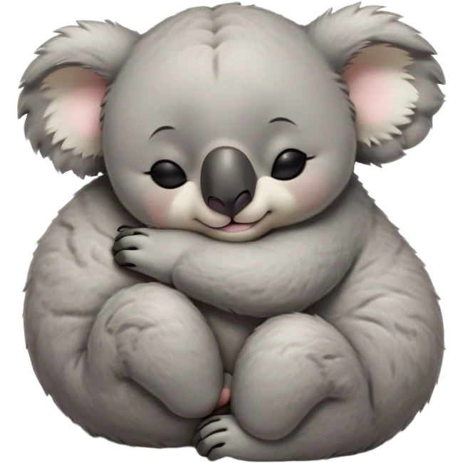 Meme-Worthy Cute Sleeping Koala Portrait Emoji, Head resting peacefully with a contented smile, showcasing a cuddly build and a luxuriously soft grey fur, eyes shut in a serene, restful snooze, Simplified yet hilariously adorable features, highly detailed, glowing with a soft, drowsy light, high shine, relaxed and utterly lovable, stylized with an air of playful laziness, bright and heartwarming, soft glowing outline, capturing the essence of a comically sleepy koala, so meme‐worthy it feels like it could instantly become the next viral sensation of adorable slumber! emoji