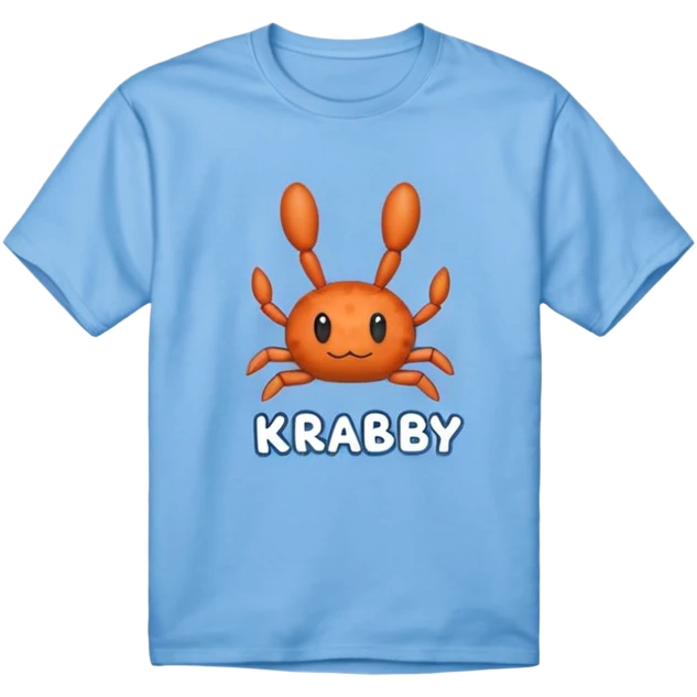 Blue shirt with the text I love krabby  emoji