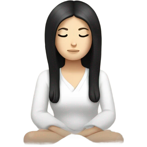 White girl with black hair meditating emoji