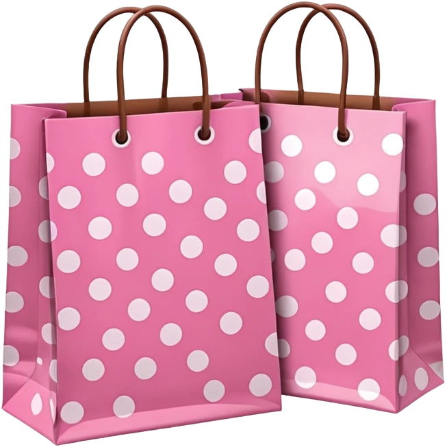 pink and brown polka dot shopping bags emoji
