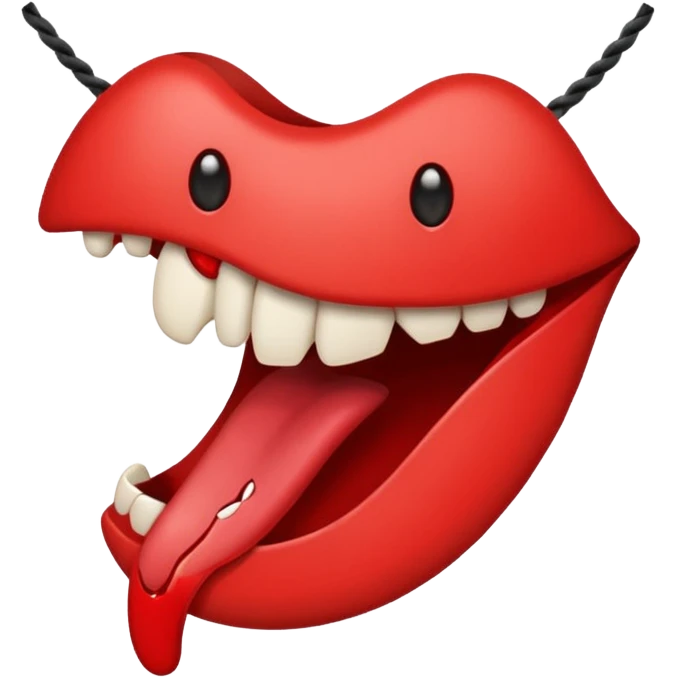 A mouth with a broken string instead of a tongue emoji