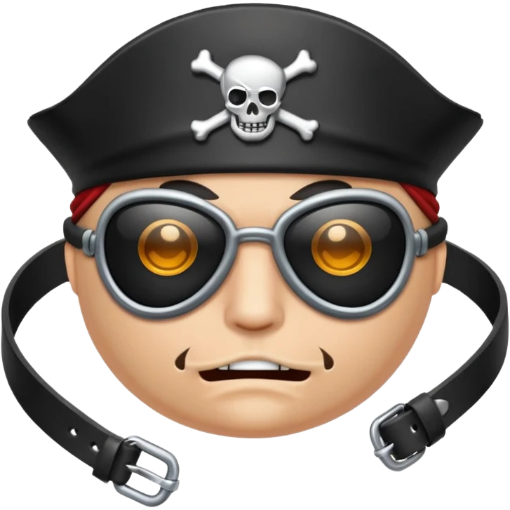 pirate eyepatch object icon, black eyepatch with strap, 3D cartoon, mobile game icon style, centered, clean background, no text, no watermark
 emoji