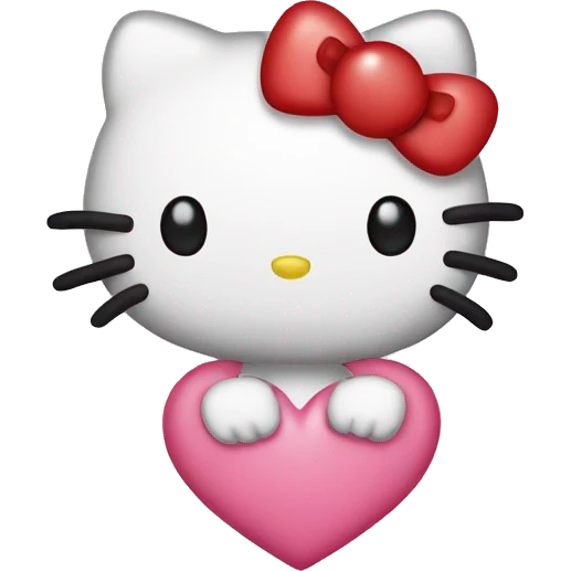 hello kitty with a heart emoji