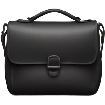 Black men’s messenger bag emoji, minimalist style, simple rectangular shape, adjustable strap, no details or logos, transparent background. emoji