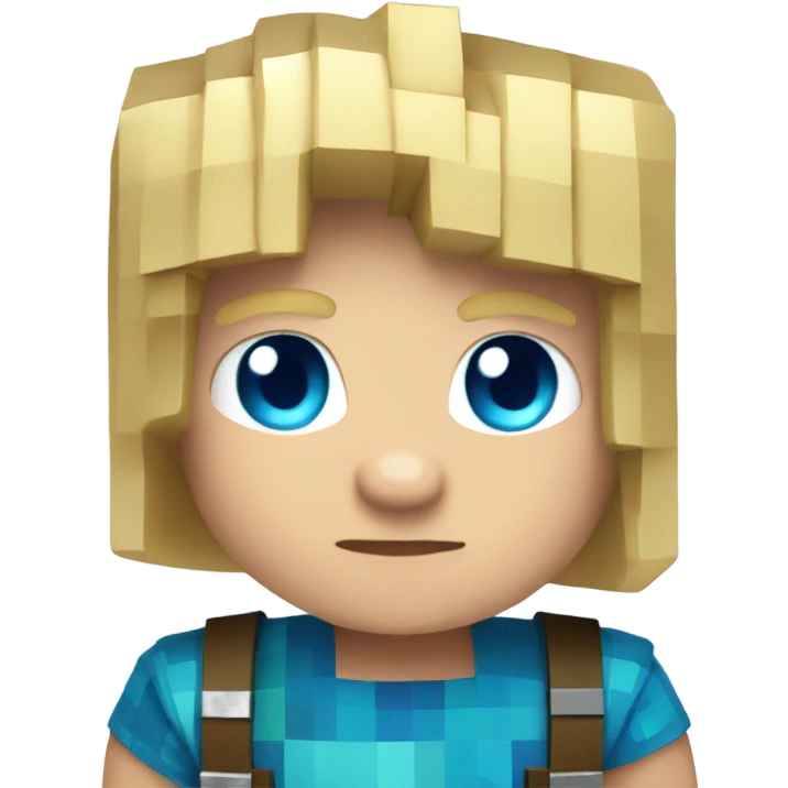 Blond boy with blue eyes and Minecraft shirt emoji
