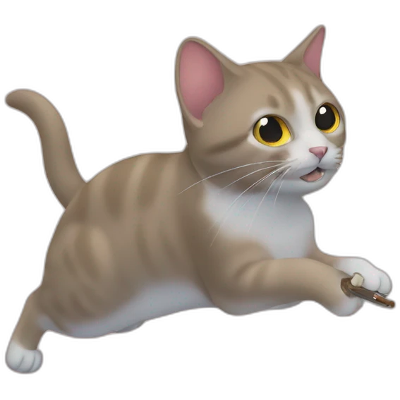 Un chat qui chasse une souris emoji