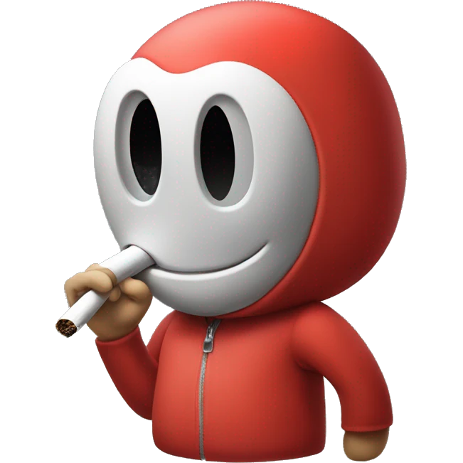 shy guy from mario with a rolled cigarette in his mouth emoji