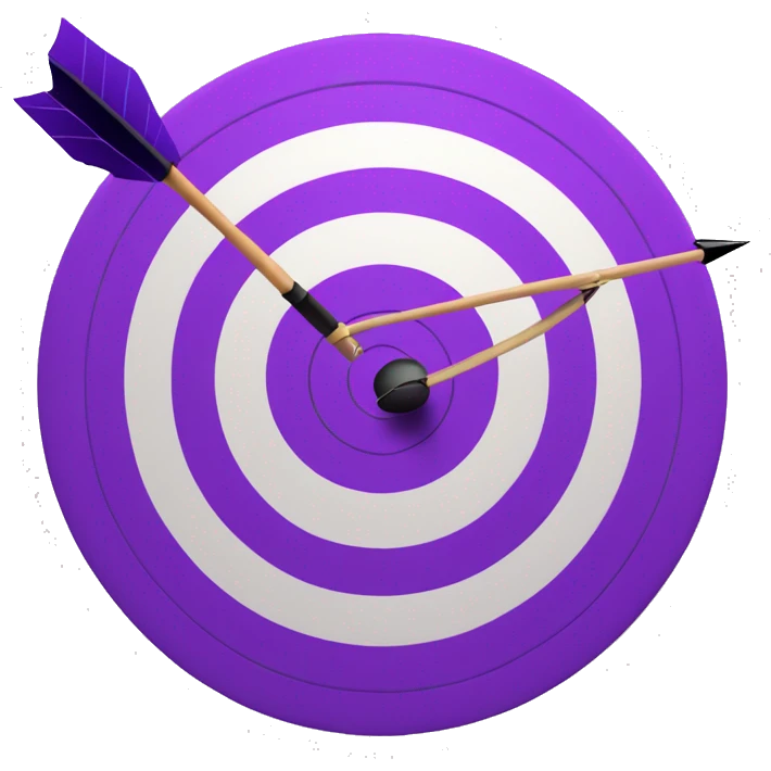 purple archery target with a arrow in the bullseye emoji