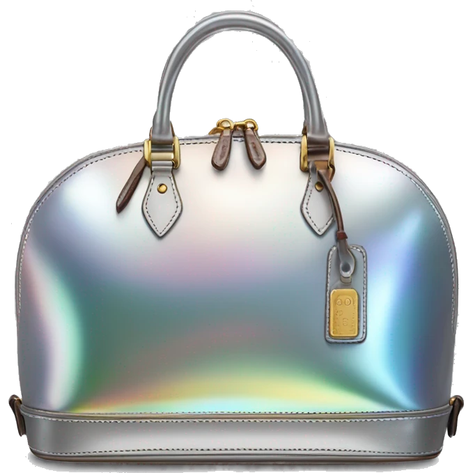 Realistic silver iridescent dome shaped Dooney and Bourke satchel purse isolated.  emoji