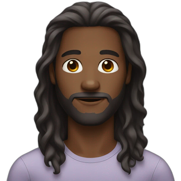 Medium-dark skin man with beard and long hair  emoji