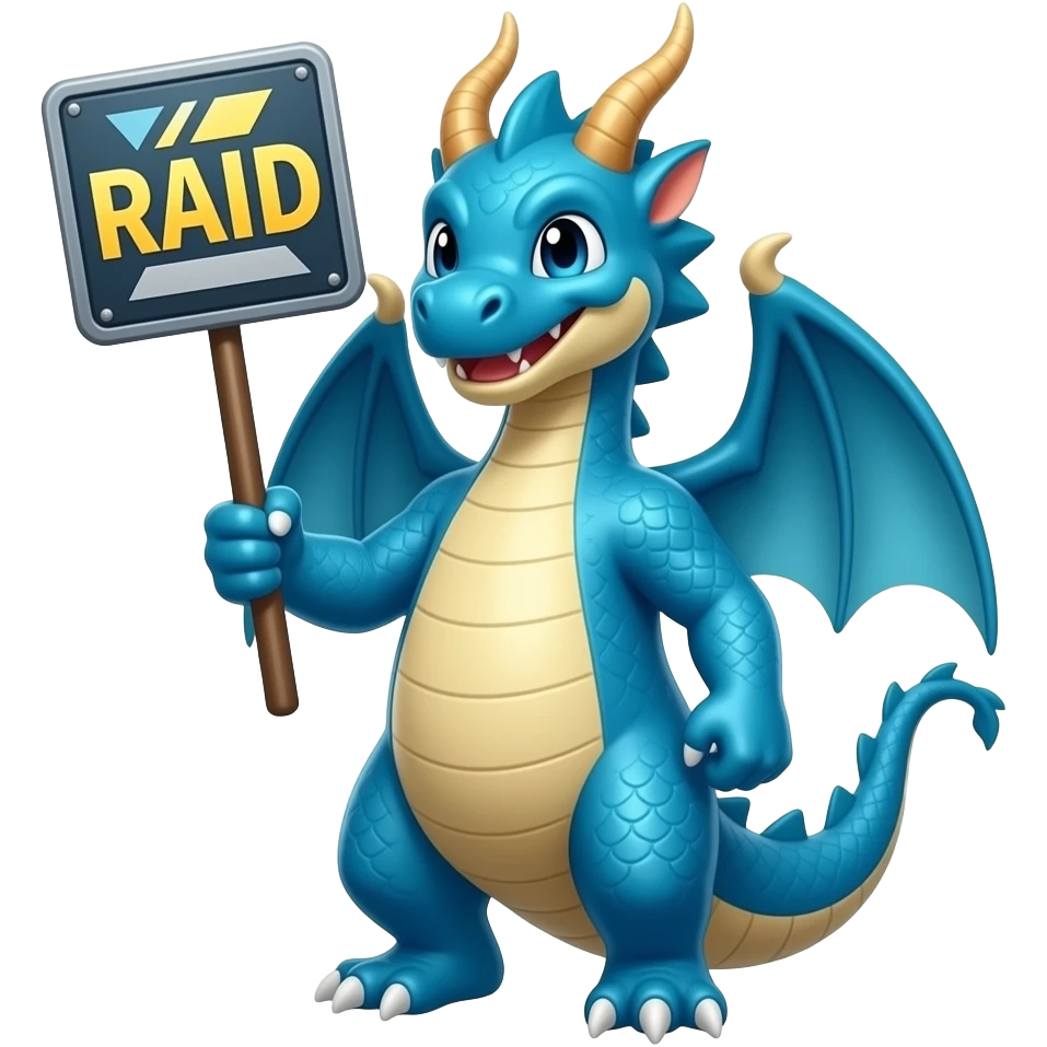 Blue dragon holding Raid sign emoji
