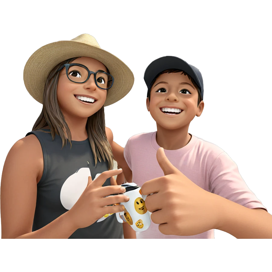 smiling girl and boy outdoors emoji