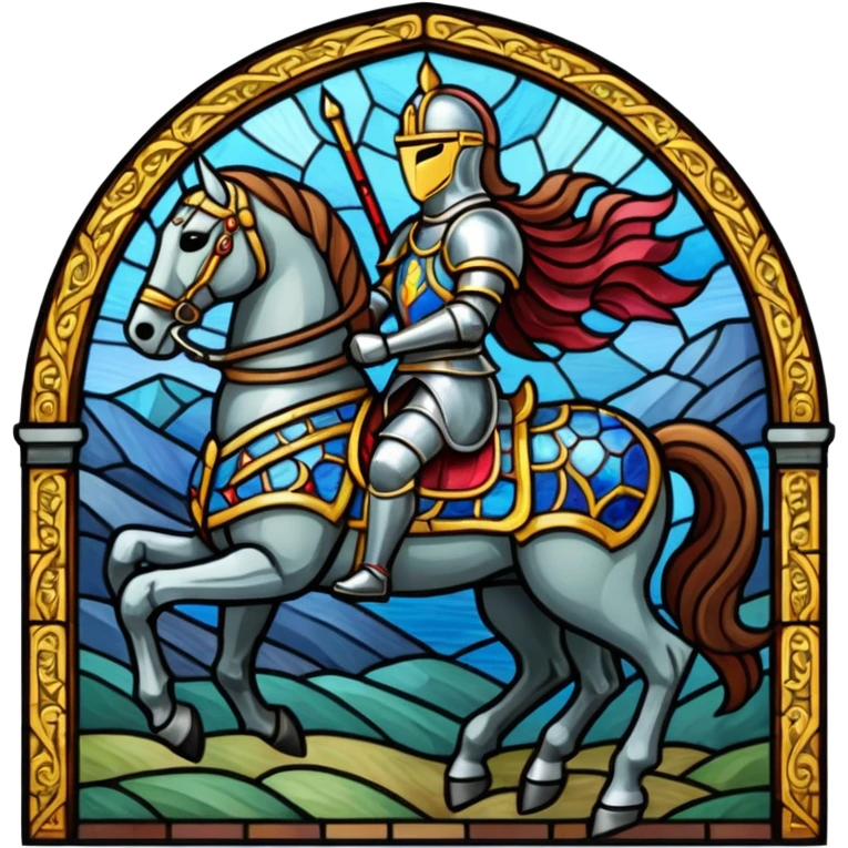 a horse knight in stained glass style emoji